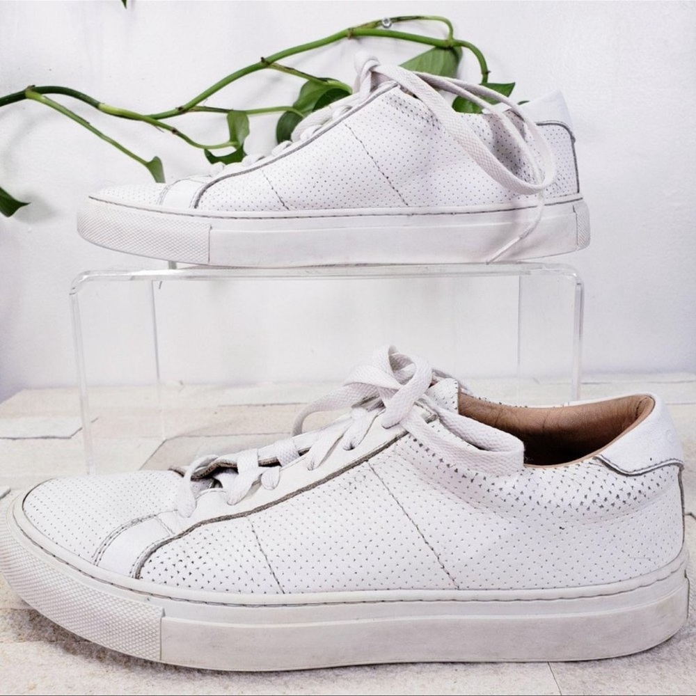 Greats Brooklyn Womens 8 White Perforated Leather Sneakers Made in Italy